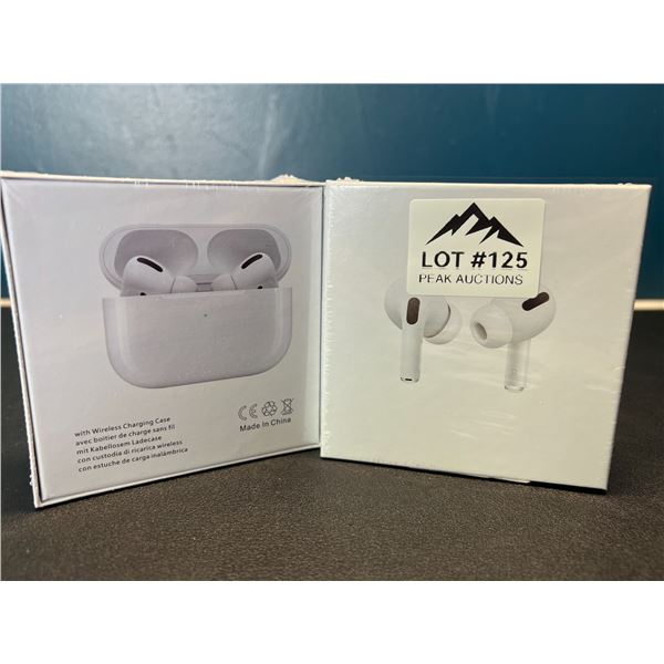 Lot of 2 Pairs of True Wireless Earbuds w/ Wireless Charging Case - White