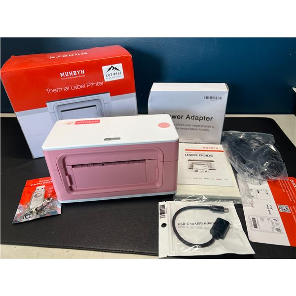 Lot of 1 Munbyn Thermal Logistics/Shipping Label Printer - Pink - New!