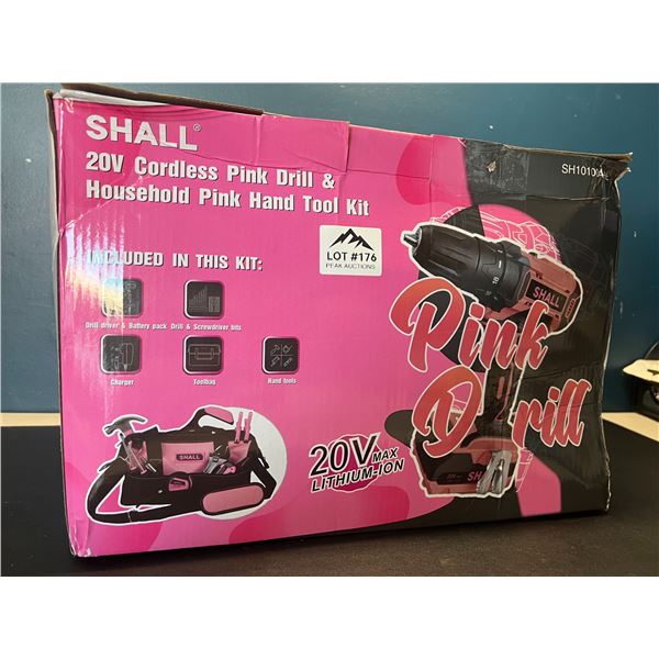 Lot of 1 Pink Cordless Drill & Household Took Kit Set