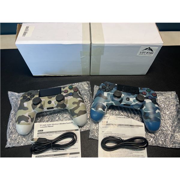 Lot of 2 Wireless Double-Shock Controllers For Playstation 4 (PS4) - Camo Design (Blue+Green)