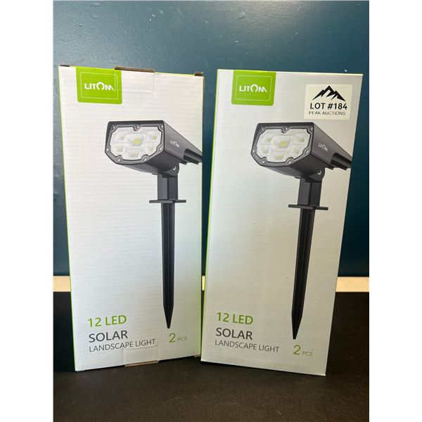 Lot of 2 Boxes of Litom 12LED Solar Landscape Lights - 2PCS Per Box (4 Lights Total)