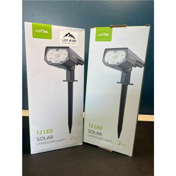Lot of 2 Boxes of Litom 12LED Solar Landscape Lights - 2PCS Per Box (4 Lights Total)