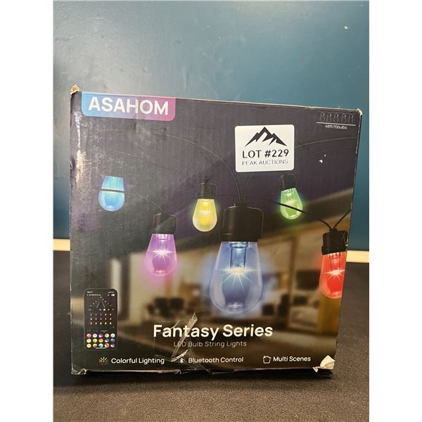 Lot of 1 Asahom LED Bulb Outdoor String Lights - 48Ft Length w/ Bluetooth Control