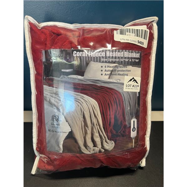 Lot of 1 Fleece Heated Blanket - Red