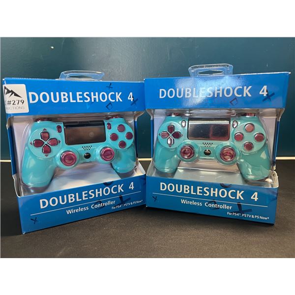 Lot of 2 Doubleshock 4 Wireless Controllers for Playstation 4 - Glamor Blue