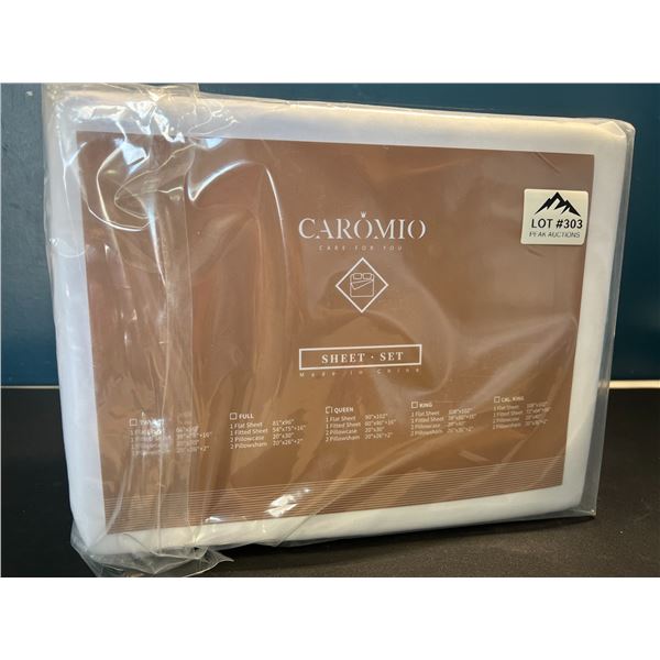 Lot of 1 Caromio Bamboo Sheet Set - Queen Size - 6PC Set - White