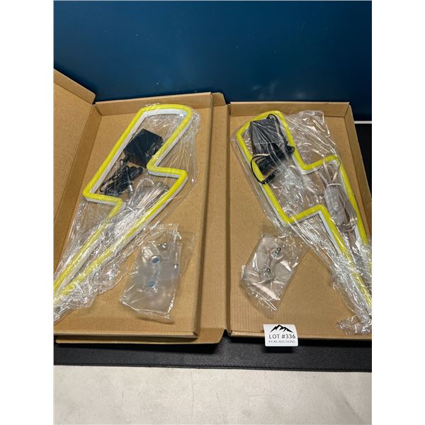 Lot of 2 LED Neon Wall Lights - Lightning Bolt Design