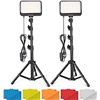 Image 1 : Lot of Ubeesize 2Pack Dimmable LED Video Light Kit w/ Adjustable Tripod Stands