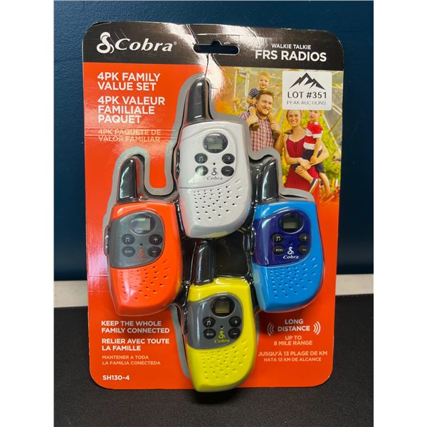 Lot of Cobra Walkie Talkie FRS Radios - 4 Pack Family Set