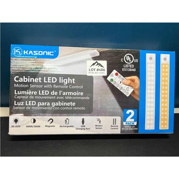 Lot of Kasonic Cabinet LED Lights w/ Motion Sensor & Remote Control - 2pack