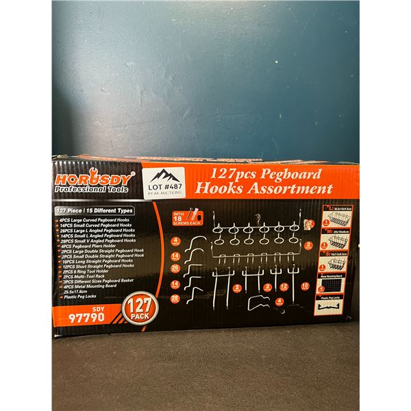 Lot of 1 Box of 127 PCS Assorted Pegboard Hooks