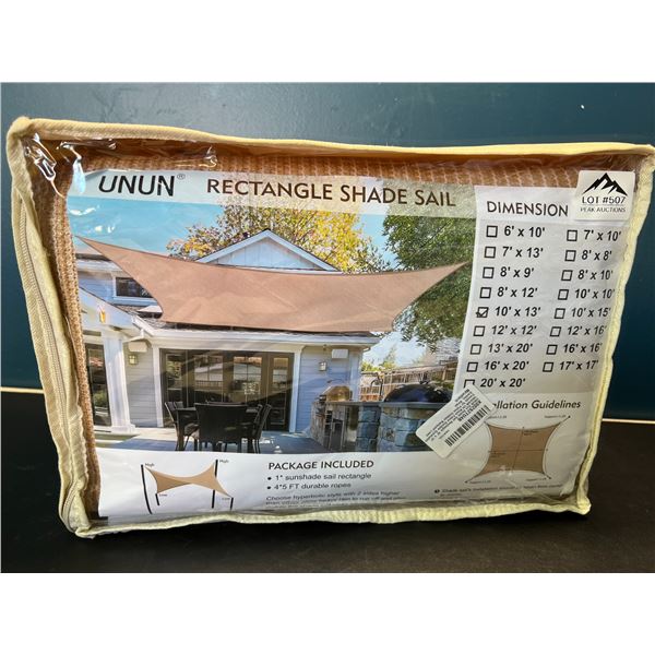 Lot of 1 Rectangle Sun Shade Sail - 10ft x 13ft - Beige