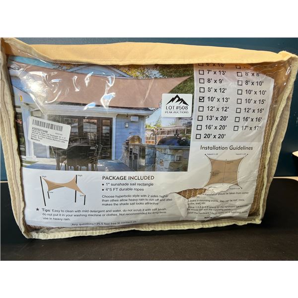 Lot of 1 Rectangle Sun Shade Sail - 10ft x 13ft - Beige
