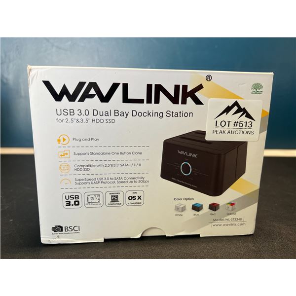 Lot of 1 Wavlink USB 3.0 Dual Bay Docking Station