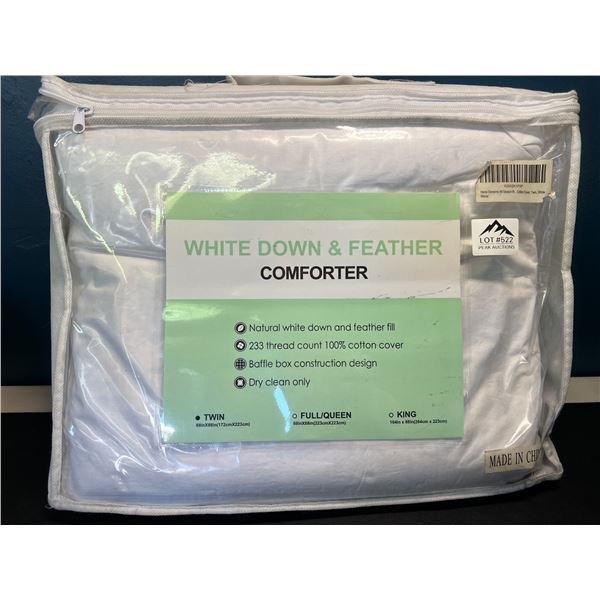 Lot of 1 White Down & Feather Comforter - Twin Size