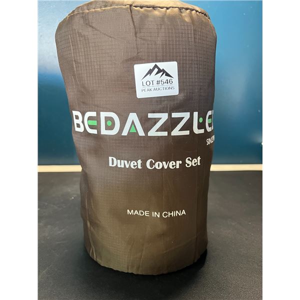 Lot of 1 Bedazzled Tuffed Duvet Cover Set - 104 x 90 inch (King Size) - Dark Grey