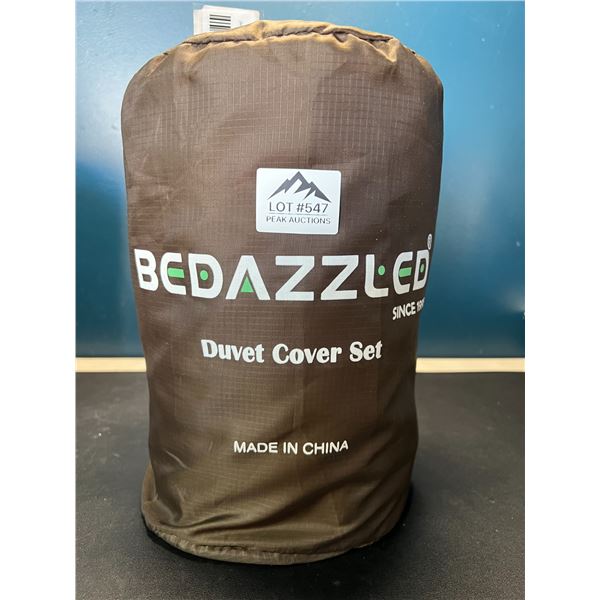 Lot of 1 Bedazzled Tuffed Duvet Cover Set - 104 x 90 inch (King Size) - Dark Grey