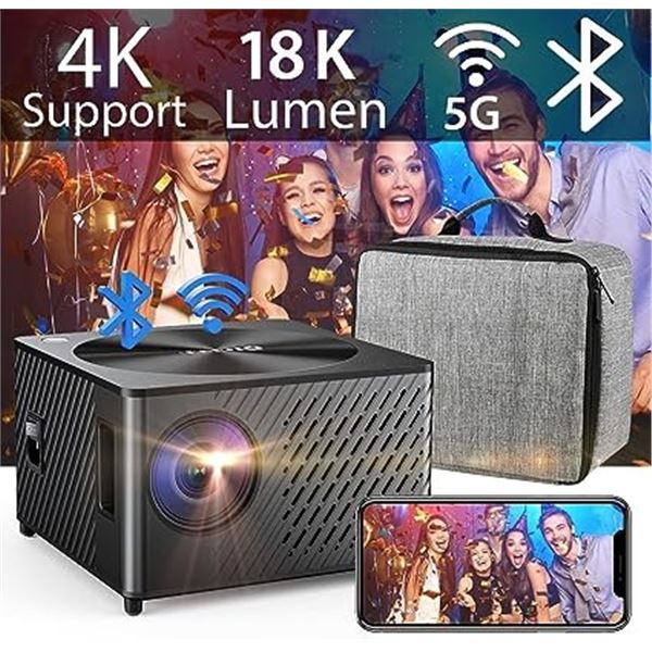 Lot of 1 Otouch 1080P Video Projector K3 - w/ 5G Wifi, Bluetooth, Screen Mirror