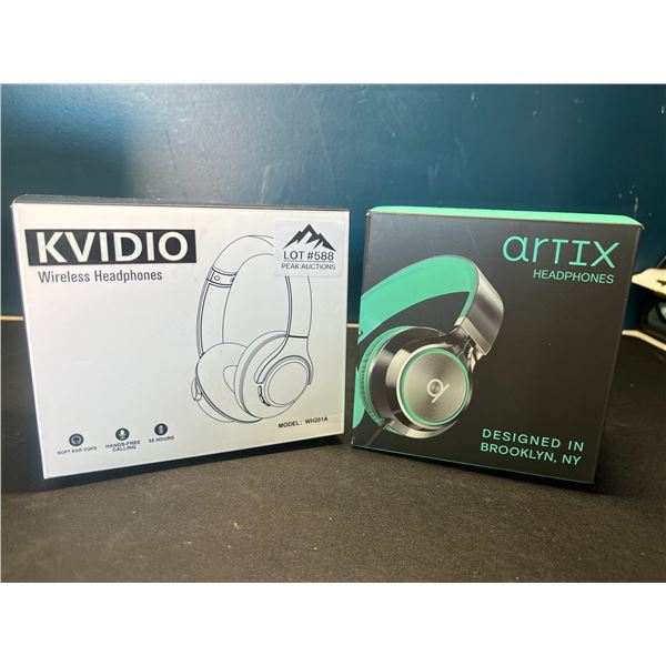 Lot of 2 Pairs of Wireless Over-Ear Headphones