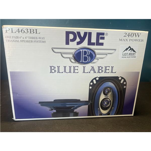 Lot of PYLE PL463BL Blue Label Pair of 4"x6" Three-Way Triaxial Speakers - 240W Max Power