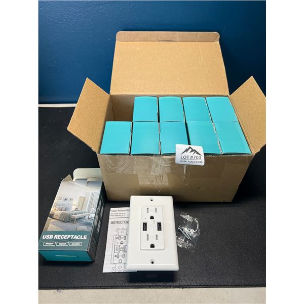 Lot of 10 USB-Wall Outlets/Receptacles