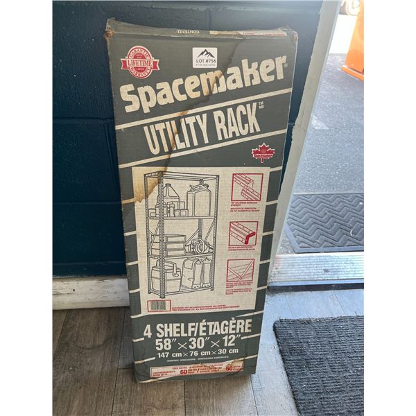 Lot of 1 Spacemaker 4-Shelf Utility Rack - 58in x 30in x 12in - Used/Open Box
