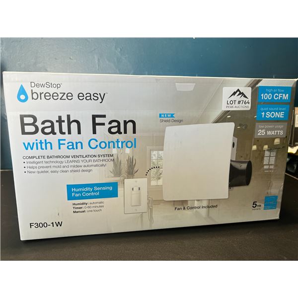 Lot of 1 Breeze Easy Bath Fan w/ Fan Control