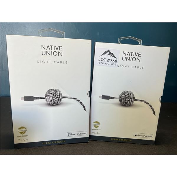 Lot of 2 Native Union Night Cables - 10FT Braided Lightning to USB-A