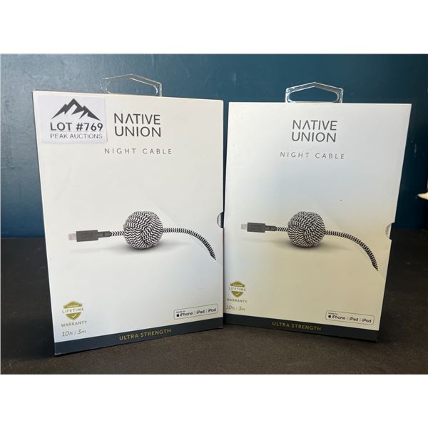 Lot of 2 Native Union Night Cables - 10FT Braided Lightning to USB-A