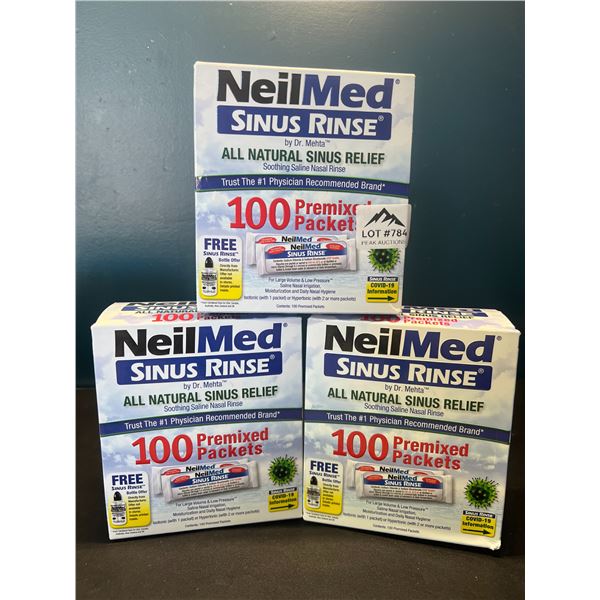Lot of 3 Boxes of NeilMed Sinus Rinse - 100packs/sachets per box