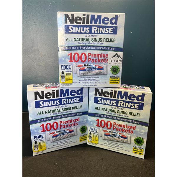 Lot of 3 Boxes of NeilMed Sinus Rinse - 100packs/sachets per box