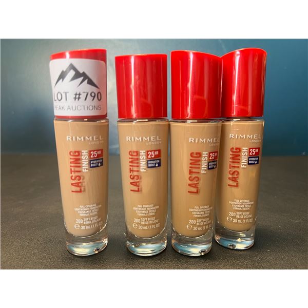 Lot of 4 Bottles of Revlon Lasting Finish 25HR Hydration Boost Full-Coverage Foundation - Soft Beige