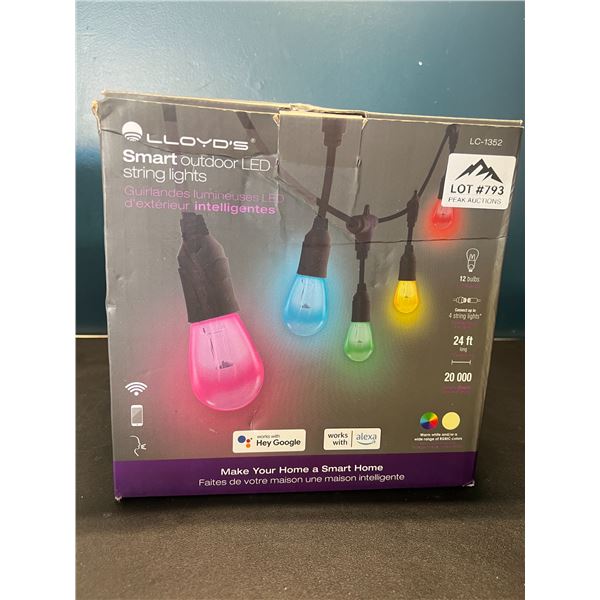Lot of 1 Set of LLOYD's Smart Outdoor LED String Lights - 24FT - Multicolour