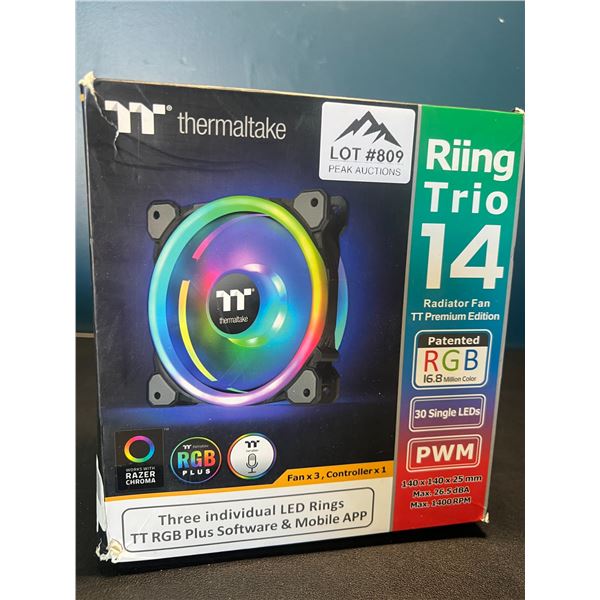 Lot of Thermaltake Riing Trio 14 Radiator PC Fans - RGB - Fan x 3 & 1 x Controller