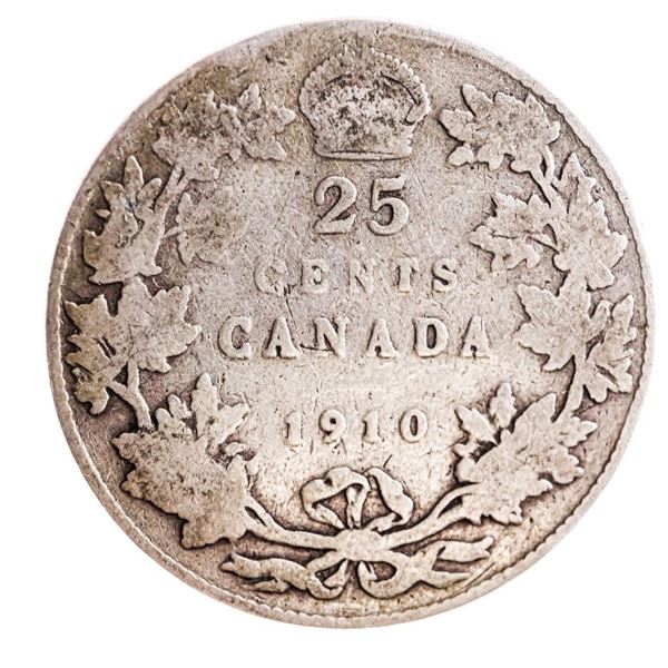 Canada Historical Silver Twenty Five Cents - 1910