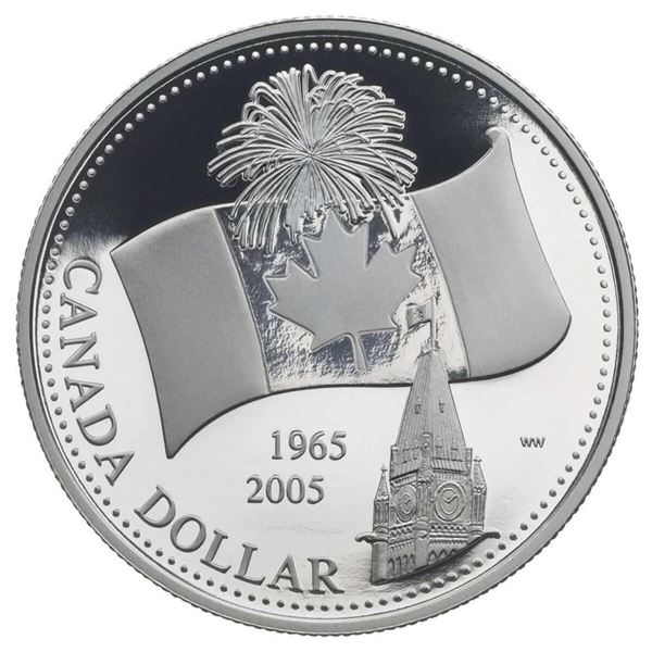 2005 $1 Canada's National Flag, 40th Anniversary - Pure Silver Dollar Proof