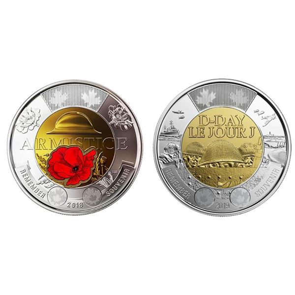 2019 D-Day & Armistice Poppy Special Issue $2 Coin Set