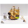 Image 1 : VINTAGE WOODEN SAILING SHIP LAMP