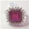 Image 1 : JP966-235 SILVER GLASS FILLED RUBY/WHT TOPAZ RING