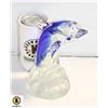 AMAZING BLUE GLASS DOLPHIN STATUE