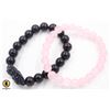 Image 1 : #99-NATURAL PINK ROSE QUARTZ & BLACK OBSIDIA