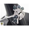 #121-HAETED BLUE SAPPHIRE & CZ RING SIZE 7.25