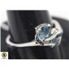 #127-GENUINE BLUE TOPAZ & BLACK SPINEL RING SIZE 9