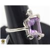 #117-UNHEATED PURPLE AMETHYST & CZ RING SIZE 7