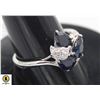 Image 1 : #122-HAETED BLUE SAPPHIRE & CZ RING SIZE 9