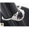 Image 1 : #125-HAETED BLUE SAPPHIRE & CZ RING SIZE 8