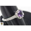 Image 1 : #118-UNHEATED PURPLE AMETHYST & CZ RING SIZE 6.75