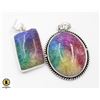 Image 1 : #86-NATURAL RAINBOW SOLAR QUARTZ  PENDANT 2 PCS