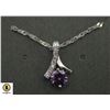 Image 1 : 50 CM LONG NECKLACE WITH 1 CT PURPLE CZ WITH