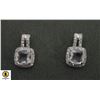 Image 1 : SILVER TONE EARRINGS WITH PRINCESS CUT CENTER